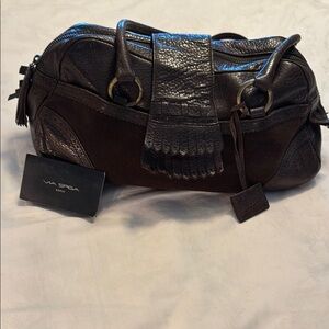 Via Spiga Chocolate Suede & Leather Satchel